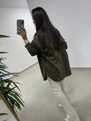 Ms 2783 Haki Püskül Detaylı Tunik Boy Gömlek