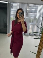 Mc Volan Detaylı Bordo Elbise