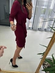 Mc Volan Detaylı Bordo Elbise