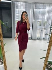 Mc Volan Detaylı Bordo Elbise