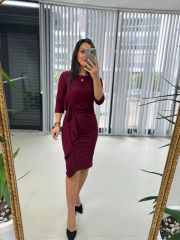 Mc Volan Detaylı Bordo Elbise