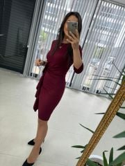 Mc Volan Detaylı Bordo Elbise