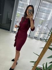 Mc Volan Detaylı Bordo Elbise