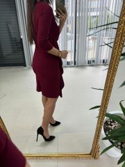 Mc Volan Detaylı Bordo Elbise