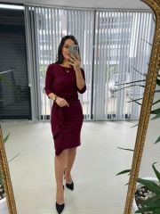 Mc Volan Detaylı Bordo Elbise