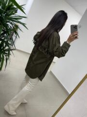 Ms 2783 Haki Püskül Detaylı Tunik Boy Gömlek