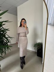 Dv 90259 Vizon Madonna Yaka Uzun Triko Elbise