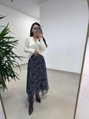 Mz 22823 Ekru Gold Düğmeli Triko