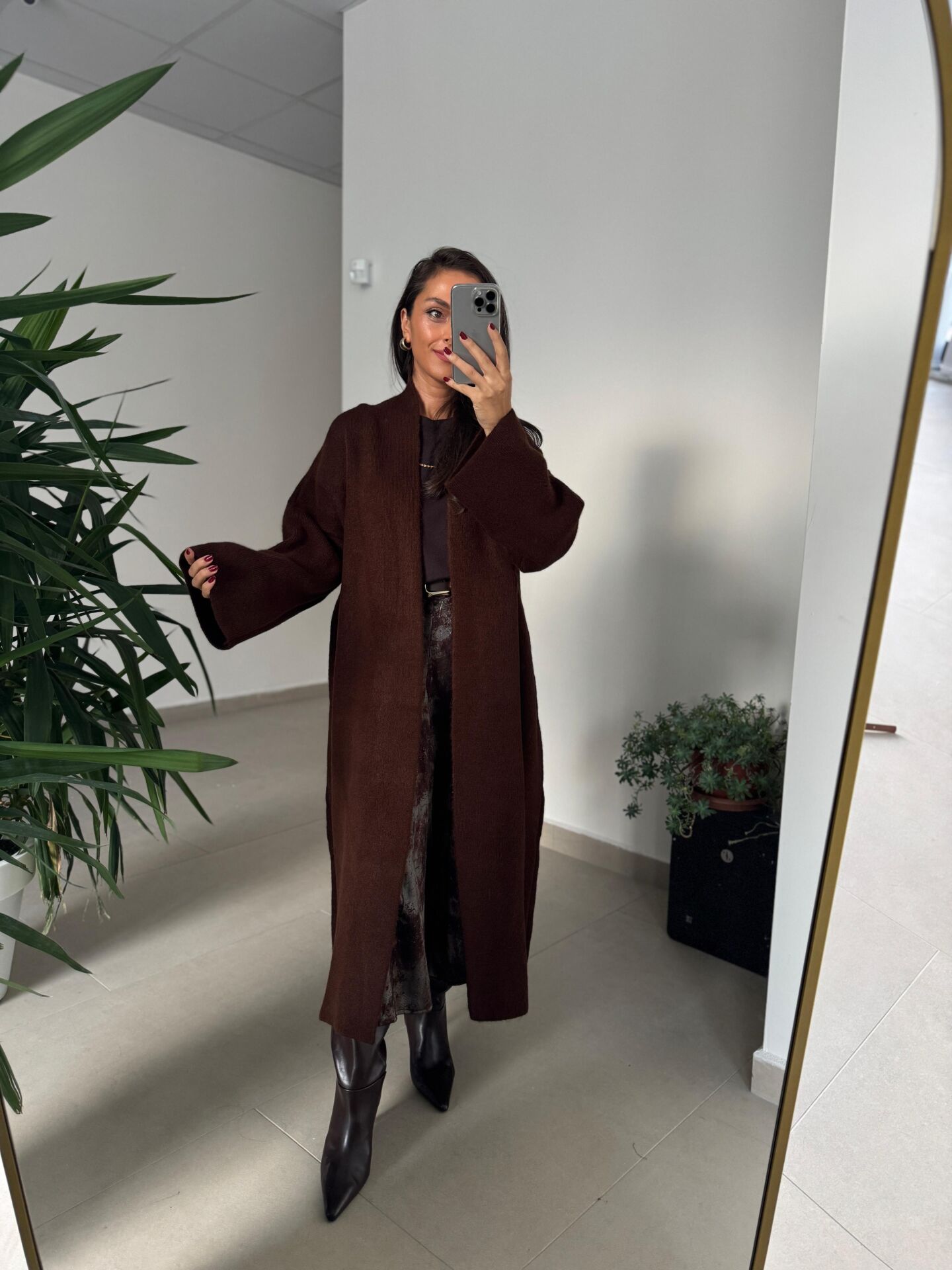 Nn Kahve Oversize Triko Hırka