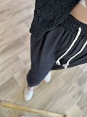 Black flush linen shalwar pant