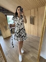 My 3207 Siyah Gömlek Yaka Poplin Elbise