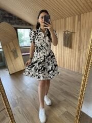 My 3207 Siyah Gömlek Yaka Poplin Elbise