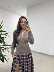 Mz 22823 Vizon Gold Düğmeli Triko