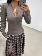 Mz 22823 Vizon Gold Düğmeli Triko