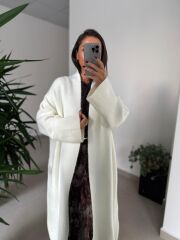 Nn Ekru Oversize Triko Hırka