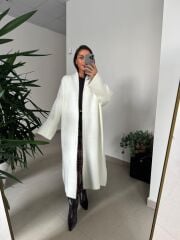 Nn Ekru Oversize Triko Hırka