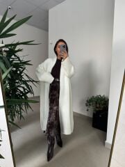 Nn Ekru Oversize Triko Hırka