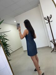 Ms 254 Kolsuz Denim Elbise