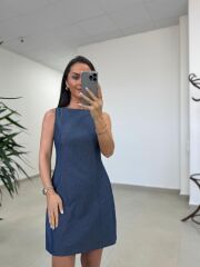 Ms 254 Kolsuz Denim Elbise