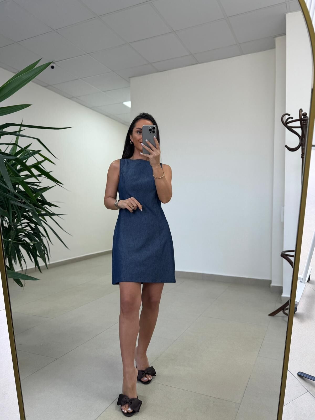 Ms 254 Kolsuz Denim Elbise