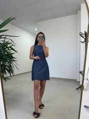 Ms 254 Kolsuz Denim Elbise