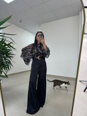 Fp 5024 Fular Detaylı Volanlı Şifon Bluz