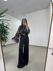 Fp 5024 Fular Detaylı Volanlı Şifon Bluz