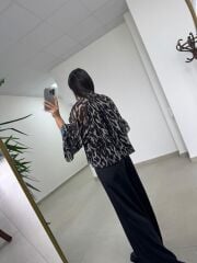 Fp 5024 Fular Detaylı Volanlı Şifon Bluz