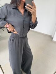 Fp 50960 Duman Üç Düğmeli Gömlekli Takım