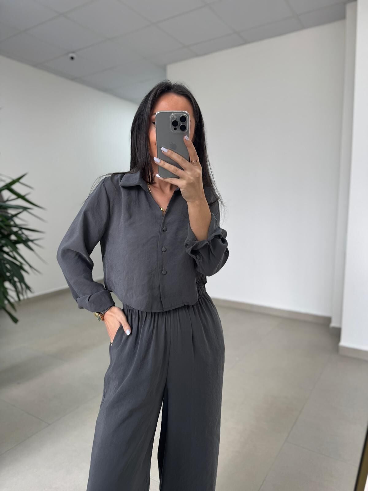 Fp 50960 Duman Üç Düğmeli Gömlekli Takım