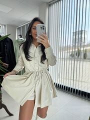 Cr 1001 Bej Şortlu Tulum Elbise