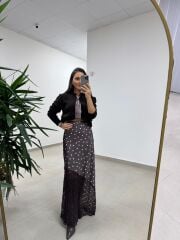 Mz 22827 Puantiye Detaylı Dantel Siyah Etek