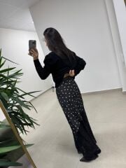 Mz 22827 Puantiye Detaylı Dantel Siyah Etek