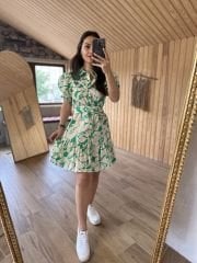 Yeşil gömlek yaka poplin elb