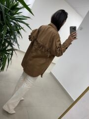 Ms 2783 Camel Püskül Detaylı Tunik Boy Gömlek