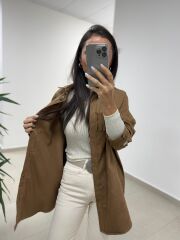 Ms 2783 Camel Püskül Detaylı Tunik Boy Gömlek