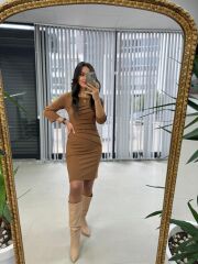 Mc Pens Detaylı Taba Elbise