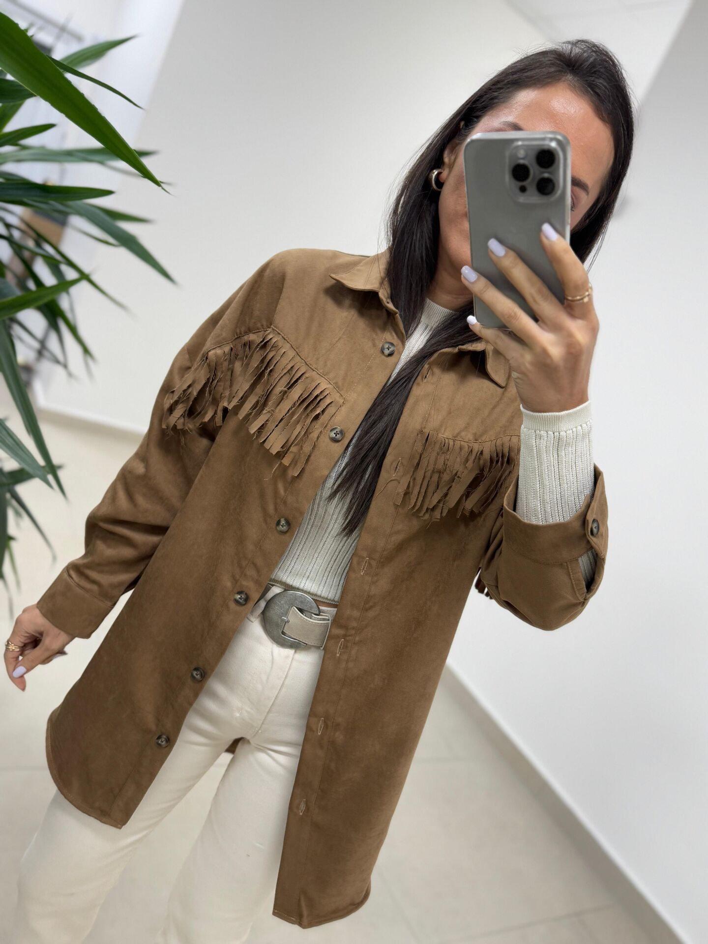 Ms 2783 Camel Püskül Detaylı Tunik Boy Gömlek