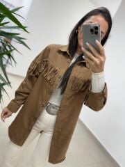 Ms 2783 Camel Püskül Detaylı Tunik Boy Gömlek