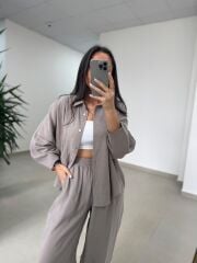 Fp 50957 Vizon Tensel Gömlek Pantolon Takım