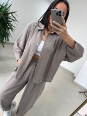 Fp 50957 Vizon Tensel Gömlek Pantolon Takım