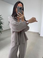 Fp 50957 Vizon Tensel Gömlek Pantolon Takım