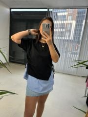 Dr 2274 Tasarım Mavi Yan Bağlamalı Sweat