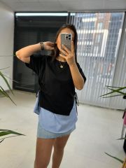 Dr 2274 Tasarım Mavi Yan Bağlamalı Sweat