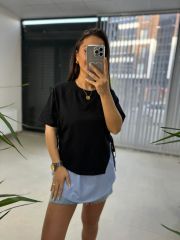 Dr 2274 Tasarım Mavi Yan Bağlamalı Sweat