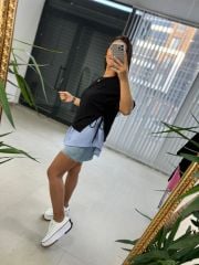 Dr 2274 Tasarım Mavi Yan Bağlamalı Sweat