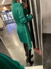 Tasarım Zümrüt saten elbise