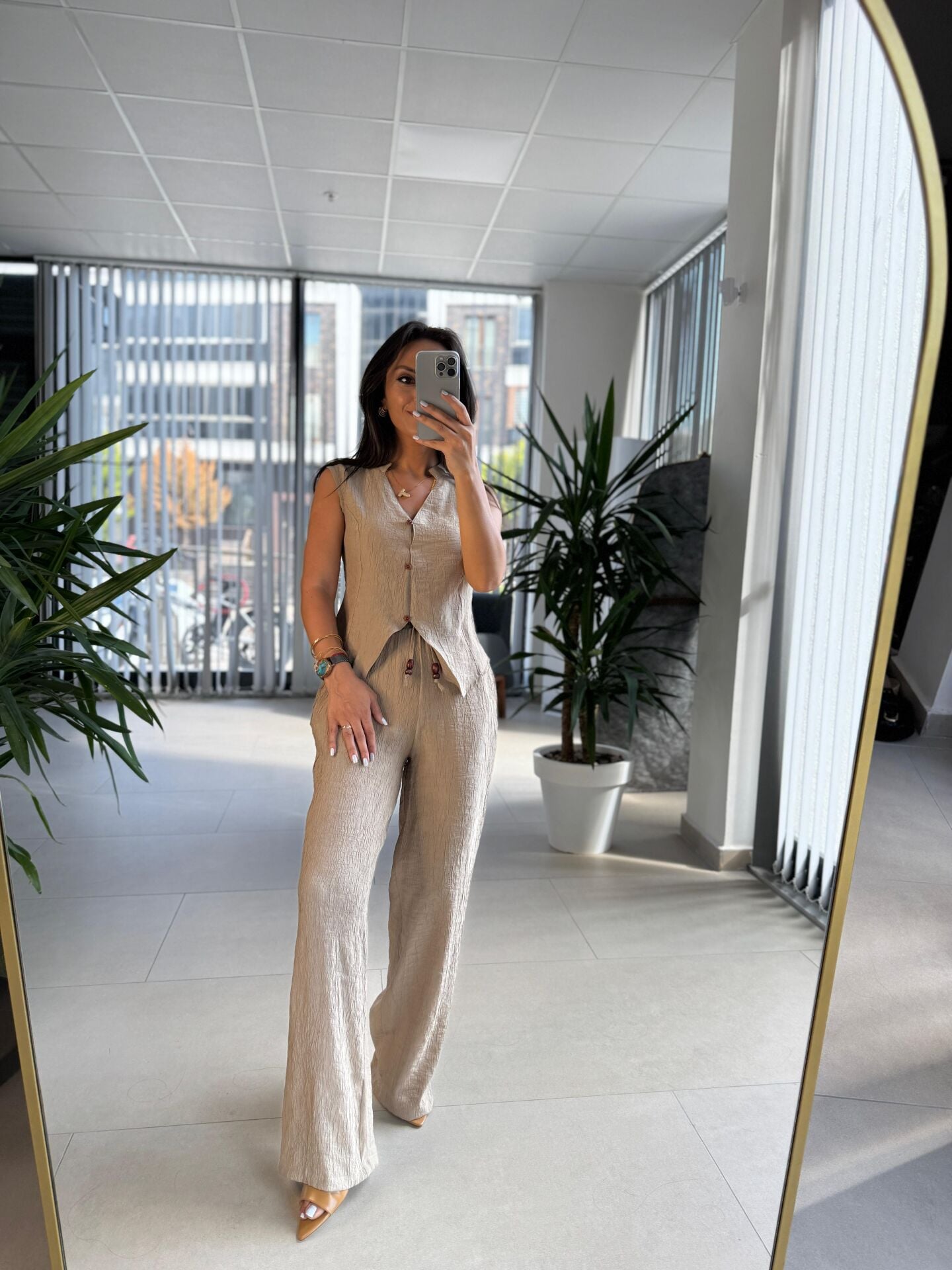 Np 8001 Krinkıl Bej Yelek Takım