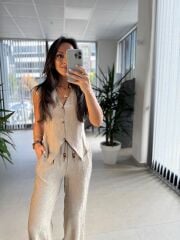 Np 8001 Krinkıl Bej Yelek Takım