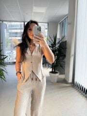 Np 8001 Krinkıl Bej Yelek Takım